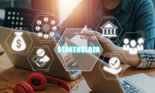 Stakeholder,Engagement,Concept,,Business,Team,Working,On,Laptop,Computer,With